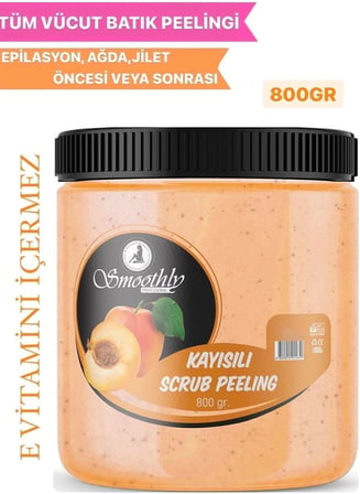 Kayısı Aromalı 800 G. Epilasyon Sonrası Vücut Peelingi Batık &amp; Çilek Bacak Onarıcı