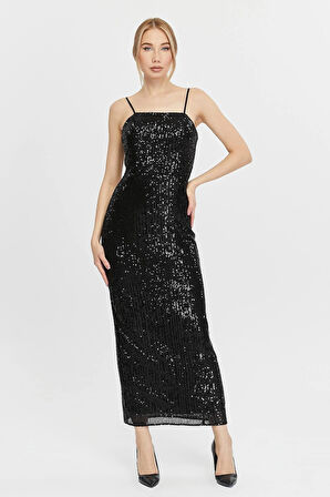  Kadın Abiye Ve Mezuniyet Sade Şık Zarif Tasarım Payet Askılı Abiye Elbise