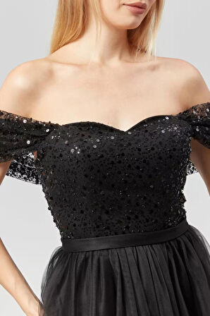 Kadın Abiye Ve Mezuniyet Inci Boncuk Hayal Tül Kelebek Abiye Elbise