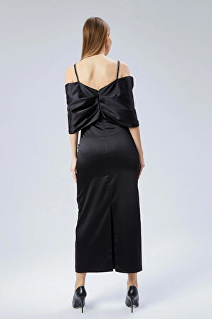 Kadın Abiye Ve Mezuniyet Elbise Taş Detaylı Saten Kelebek Abiye Elbise