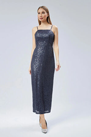  Kadın Abiye Ve Mezuniyet Sade Şık Zarif Tasarım Payet Askılı Abiye Elbise