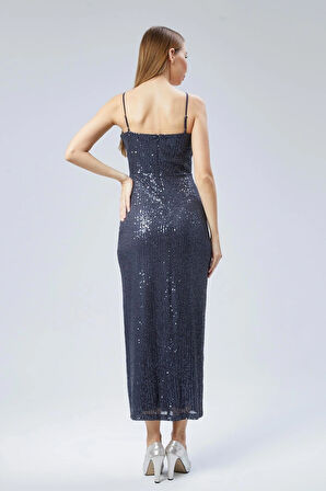  Kadın Abiye Ve Mezuniyet Sade Şık Zarif Tasarım Payet Askılı Abiye Elbise