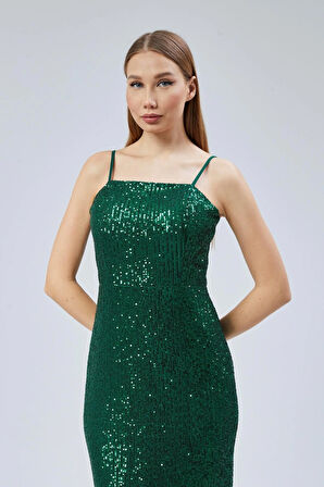  Kadın Abiye Ve Mezuniyet Sade Şık Zarif Tasarım Payet Askılı Abiye Elbise