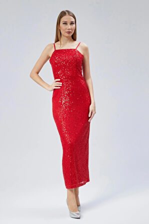  Kadın Abiye Ve Mezuniyet Sade Şık Zarif Tasarım Payet Askılı Abiye Elbise