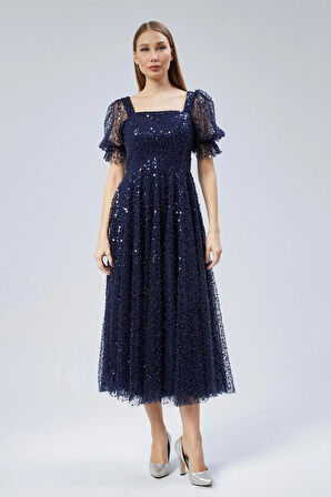  Kadın Abiye Ve Mezuniyet Elbise Kalp Yaka Inci Boncuklu Abiye Elbise