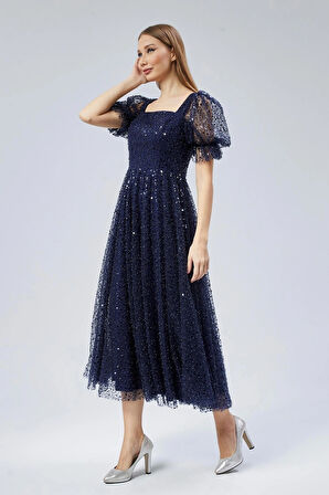  Kadın Abiye Ve Mezuniyet Elbise Kalp Yaka Inci Boncuklu Abiye Elbise