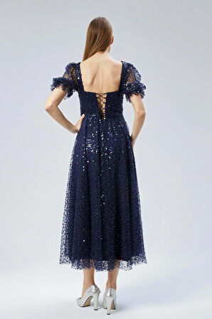  Kadın Abiye Ve Mezuniyet Elbise Kalp Yaka Inci Boncuklu Abiye Elbise