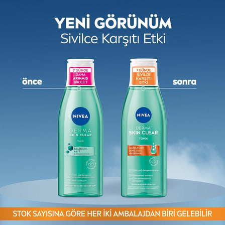 NIVEA Derma Skin Clear Sivilce Karşıtı Tonik 200ml,Gözenek Arındırıcı,Cildin Yağ Dengesini Korur,Nemlendirir,Salisilik Asit (BHA) Deniz Tuzu, Niasinamid,Sivilceye Eğilimli Ciltler