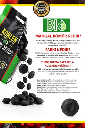 BioGlut 5 Kg BBQ Kömür – BİO Yumurta Press-Uzun Süreli Yanma, Premium Mangal Kömürü