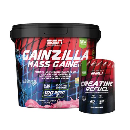 SSN Sports Style Nutrition Gainzilla Mass 5000G Çilek dondurma + SSN Creatine 300G Aromasız
