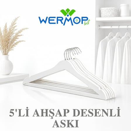 5'Lİ AHŞAP DESENLİ ASKI BEYAZ