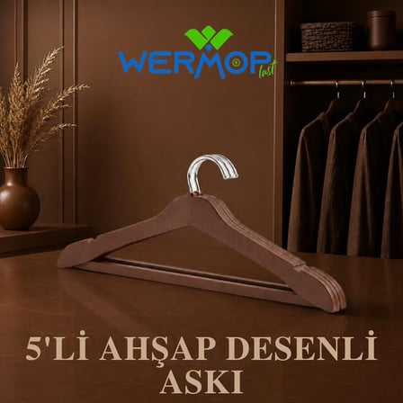 5'Lİ AHŞAP DESENLİ ASKI KAHVE