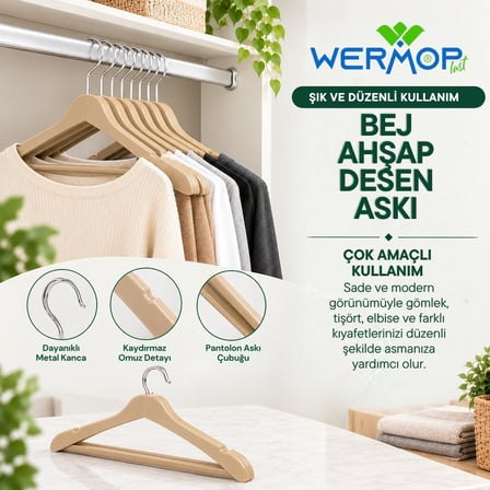 5'Lİ AHŞAP DESENLİ ASKI BEJ
