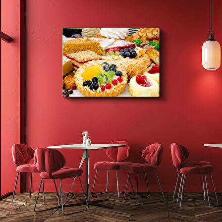 Taze Meyveli Mini Tart ve Pasta Çeşitleri Kanvas Tablo