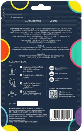 SOS Band Fun Pimple Patch Hidrokolloid Sivilce ve Akne Bandı 20 Adet