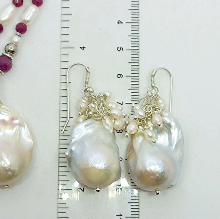 2426 Doğal İnci gümüş el yapımı küpe