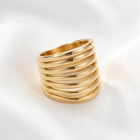 316L Çelik Ayarlanabilir Gold Renk Halka Bombeli Kararmaz Kadın Yüzük