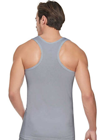 Tutku 0118 (M-2 BEDEN) (1 AD) Ribana Sporcu Rambo Spor Erkek Pamuklu Atlet GRİ