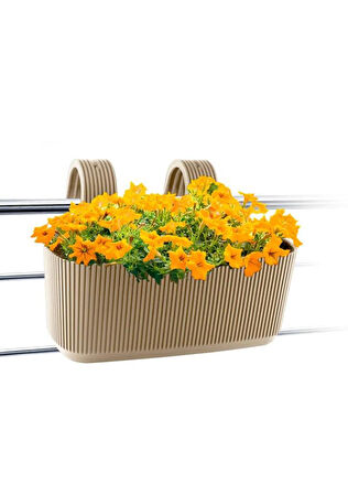 Omnipazar KRS-249 Dekoratif Plastik Pera Askılı Balkon Saksı 3.2 Litre