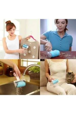 Yıkanabilir Kedi Köpek Tüy Saç Kıl Tiftik Temizleme Yapışkanlı Elbise Halı Toz Toplama Rulosu