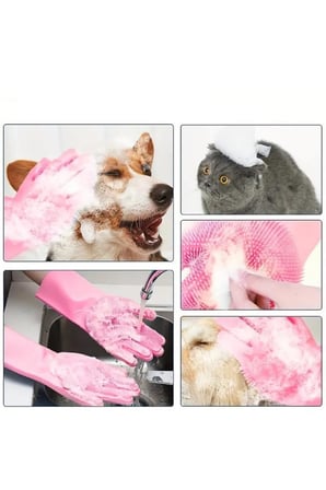 1 Çift Kedi Köpek Yıkama Fırçası Pet Banyo Silikon Bulaşık Yıkama Eldiveni Isıya Dayanıklı Fırça