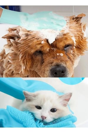 1 Çift Kedi Köpek Yıkama Fırçası Pet Banyo Silikon Bulaşık Yıkama Eldiveni Isıya Dayanıklı Fırça