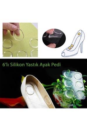 6 lı Yumuşak Silikon Ayakkabı Topuk Vurma Önleyici Ped Ayak Parmak Nasır Koruyucu Bant 