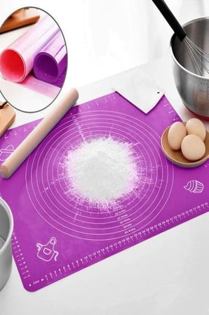 50 x 40 cm Silikon Hamur Açma Matı Ölçekli Yapışmaz Kaymaz Mat Erişte Mantı Hamuru Altlığı Silpat