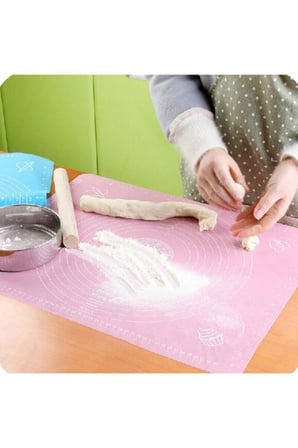 50 x 40 cm Silikon Hamur Açma Matı Ölçekli Yapışmaz Kaymaz Mat Erişte Mantı Hamuru Altlığı Silpat
