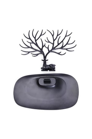 Siyah Geyik Tasarımlı Takı Standı Yüzük Küpe Kolye Bilezik Askılığı Mücevher Organizer Askı