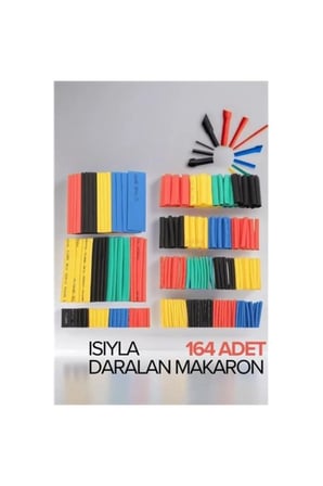 164 Adet Renkli Makaron Isıyla Daralan Şarj Kablosu Yalıtım Tamir Bandı Kablo Fiş Koruyucu 
