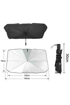 145x79 cm Araba Ön Cam Güneşlik Şemsiye Katlanabilir Torpido Koruyucu Metalize Parlak Oto Güneşliği