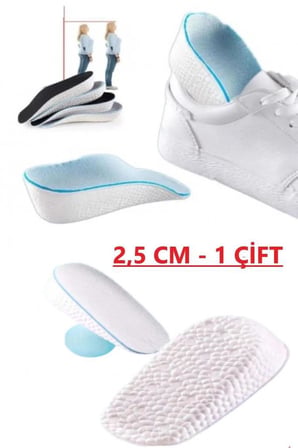 2.5 cm Kadın Gizli Topuk Yükseltici Boy Uzatıcı Ortopedik Tabanlık Köpük Ayakkabı Tabanlığı