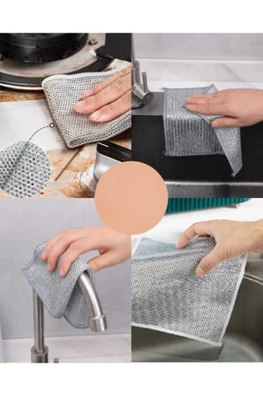20 cm Çizilmez Tel Bulaşık Bezi Çizmez Tencere Teflon Tava Ocak Ovma Temizlik Süngeri Yağ Sökücü Bez