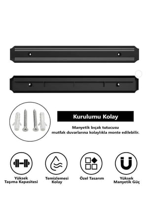 55 cm Duvara Monte Çift Mıknatıslı Bıçak Askısı Kepçe Asma Tutucu Mıknatıs Askılığı Bıçaklık
