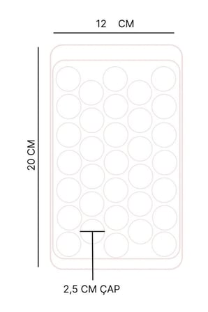 2.5 cm Çap Yuvarlak Buz Küpü Yapma Tepsisi 33 Bölmeli Küre Top Buz Kalıbı Küplü Buzluk 20x12 cm