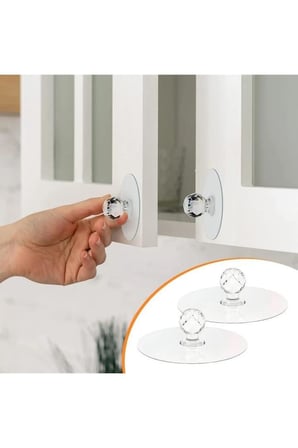 4 lü Şeffaf Kristal Görünümlü Dolap Çekmece Mobilya Kulpu Topuzu Kapı Askı Klozet Tutacak Kulp