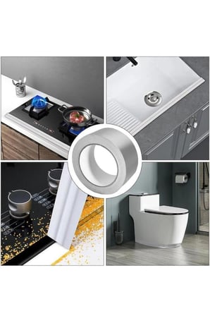 5 Metre x 3 cm Alüminyum Folyo Bant Lavabo Ocak Kenarı Su Sızdırmaz Yanmaz Boru Tamir Çatlak Bandı