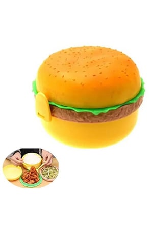 Hamburger Şeklinde Beslenme Kutusu Yemek Kuruyemiş Saklama Kabı Okul Menü Çocuk Çantası Sefer Tası