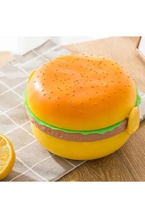 Hamburger Şeklinde Beslenme Kutusu Yemek Kuruyemiş Saklama Kabı Okul Menü Çocuk Çantası Sefer Tası