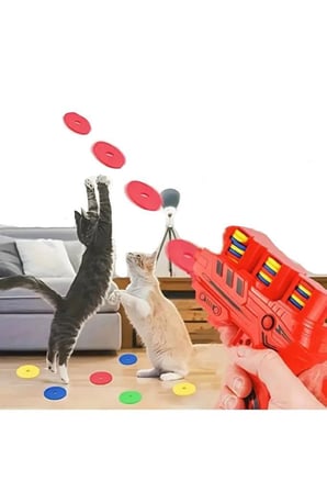 25 Köpük Disk Atan Oyuncak Tabanca Kedi Köpek EVA Frizbi Atan Çocuk Oyun Tabancası Yumuşak Kurşun