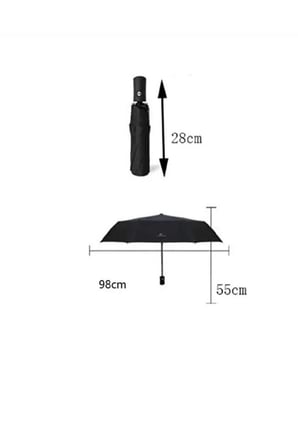 Siyah 8 Telli Şemsiye Unisex Rüzgara Dayanıklı Kırılmayan Erkek Kadın Tam Otomatik Şemsiye 98x58 cm