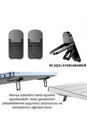1 Çift Mini Laptop Standı 2 Kademe Yükseklik Ayarlı Tablet Macbook Telefon Tutucu Yükseltici Ayak