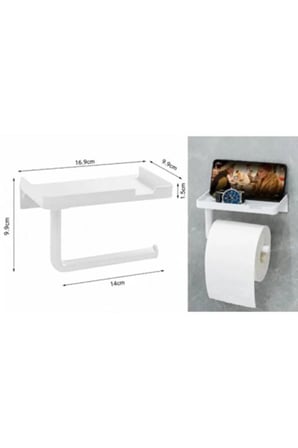 Yapışkanlı Raflı Tuvalet Kağıdı Askılığı Plastik Raf Banyo Kağıtlık Telefon Tutucu Askısı Aparatı