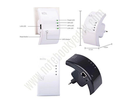 LineOn 300Mbps Wifi Repeater - Router Kablosuz Aktarıcı Siyah