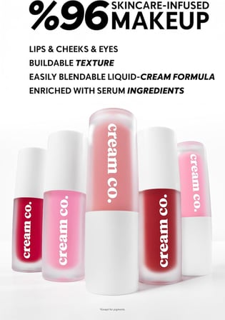 Cream Co. Allık Ruj Göz Farı Glow Tint Soft Mocha, Nemlendirici Makyaj, 504 Nude, Hyaluronik Asit Peptit