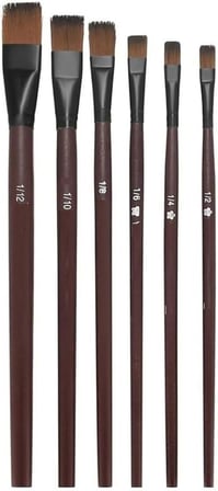 Hobialem Fırça Seti-1, Yağlı Boya Fırçası, 6 Lı Set, Resim Fırçası, Akrilik Boya Fırçası, Yassı Fırça