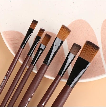 Hobialem Fırça Seti-1, Yağlı Boya Fırçası, 6 Lı Set, Resim Fırçası, Akrilik Boya Fırçası, Yassı Fırça