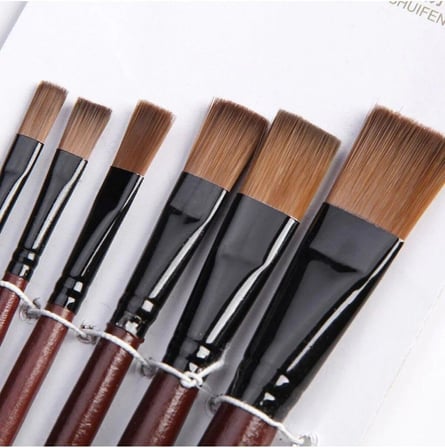 Hobialem Fırça Seti-1, Yağlı Boya Fırçası, 6 Lı Set, Resim Fırçası, Akrilik Boya Fırçası, Yassı Fırça