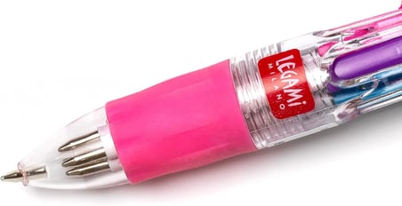- Mini tükenmez kalem, 4 renk, Mini Magic Rainbow, 2,3 x 10 cm, mürekkep 4 renk, yeşil, açık mavi, mor, pembe, uç 1 mm, ergonomik silikon sap